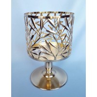 BATH BODY WORKS GOLD BRANCHES LEAVES PEDESTAL LARGE 3 WICK CANDLE HOLDER 14.5 OZ 667543680382  223036821514